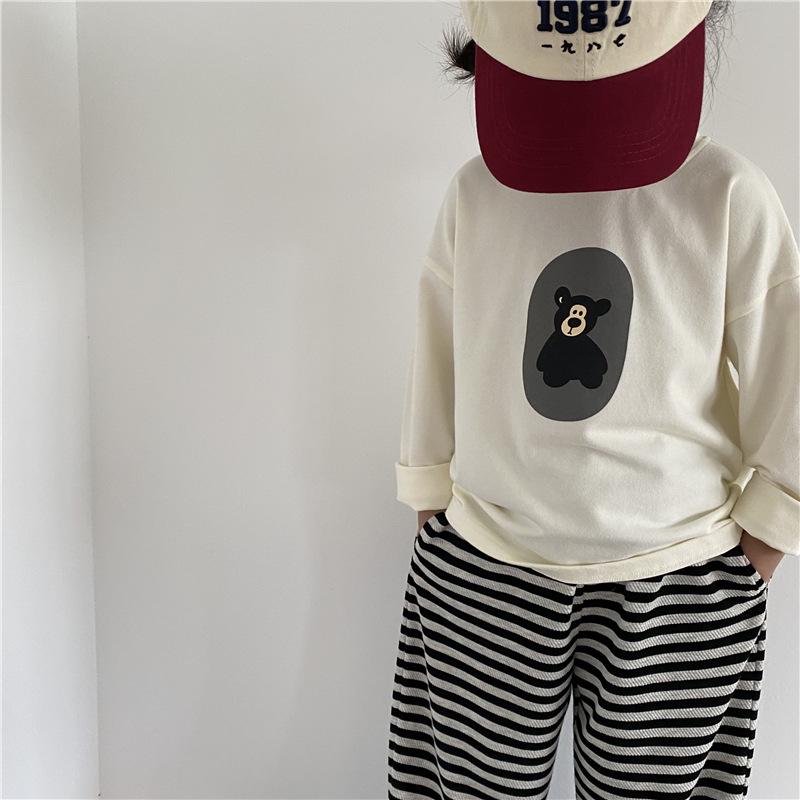 GL-kids Korean Style Autumn Cartoon T-shirt: Loose, Thickened, Easy-Match Long Sleeve for Boys and Girls