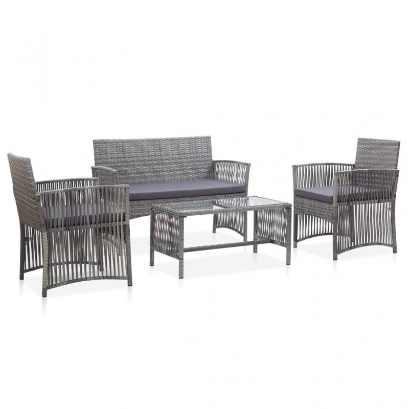 Day and Night - Day and Night Garden Furniture 4 Pieces and Cushions Anthracite Gray Synthetic Rattan