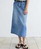 The Rye Slit Denim Midi Skirt(Blue)