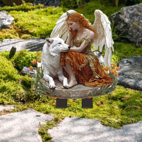 Fairy Tale Garden Stake 2D Flat Acrylic Decorative Stake Weatherproof Goddess Fairy Decoration with Stake for Home Patio Outdoor Decoration