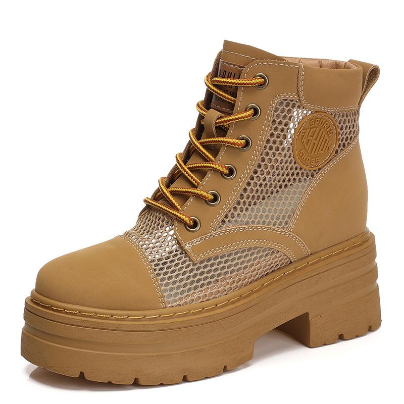 New inner heightening Martin boots summer retro boots short boots big yellow boots small man