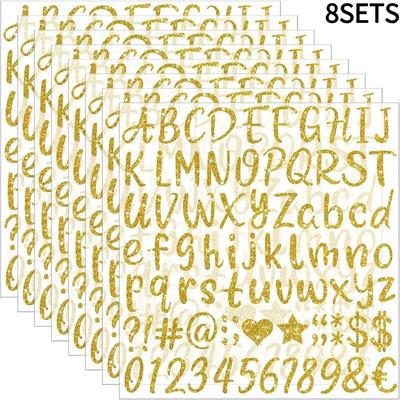 8SETS /648 Gold Letter Sticker, Glitter Letter Sticker 1 Inch, Self Adhesive Waterproof Vinyl  DIY Crafts, Gift Packaging, Signs, and More