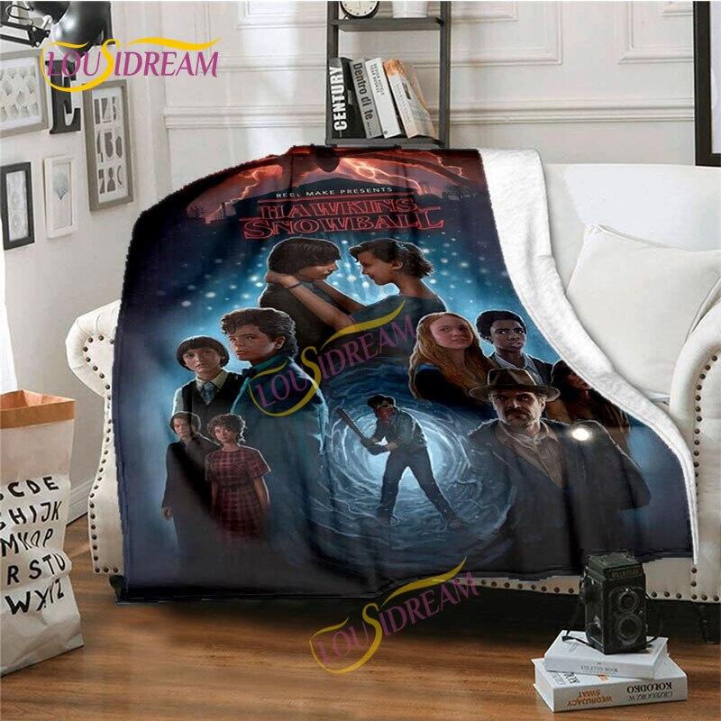 Stranger Things Flannel Blanket  Warm Comfort  Blanket Home Office Noon Break Blanket Travel Bed Sofa Washable Blanket.
