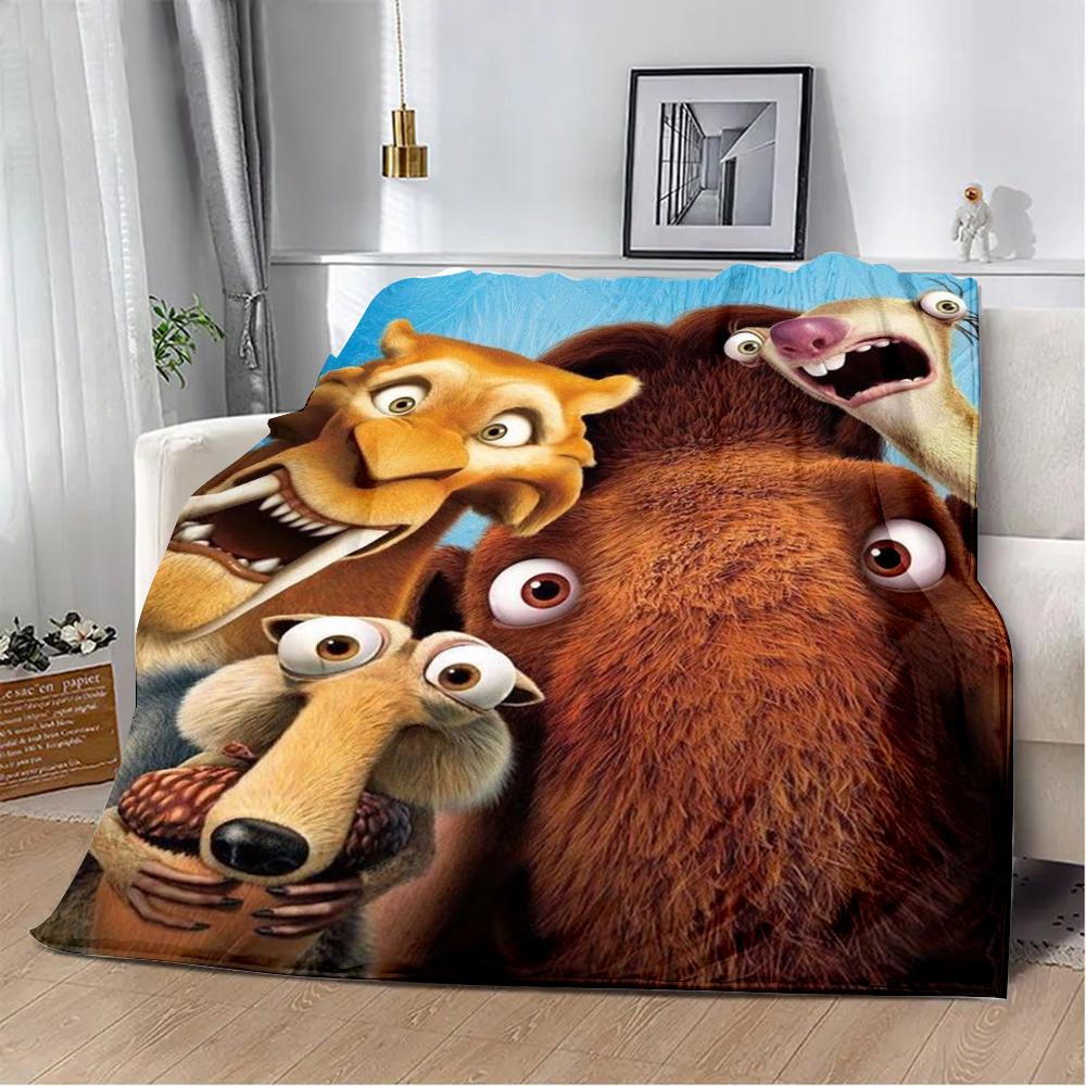 Printed Blanket Picnic Blankets Cartoon Ice Age Warm Blanket Soft and Comfortable Blanket Home Travel Birthday Gift