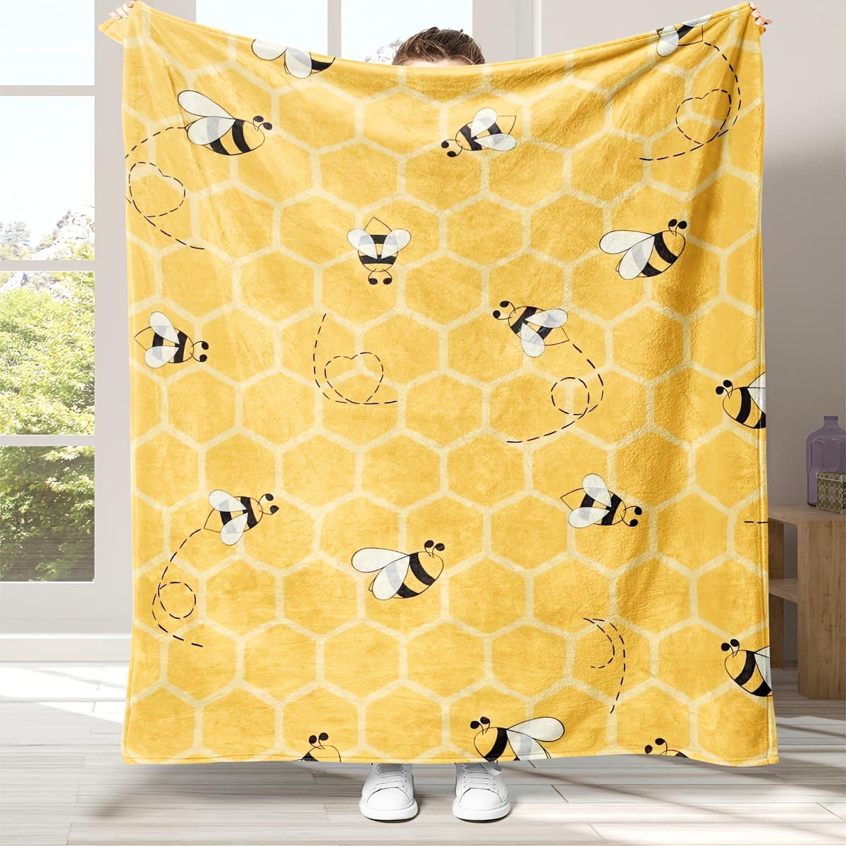 

Vintage Yellow Bee Flannel Blanket - Soft Digital Print | All-Season | Napping/Camping/Travel/Home Decor & Gift 30x40in