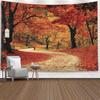 Autumn Maple Forest Tapestry Fall Foliage Path Landscape Wall Art Seasonal Decor for Bedroom Living Room Dorm