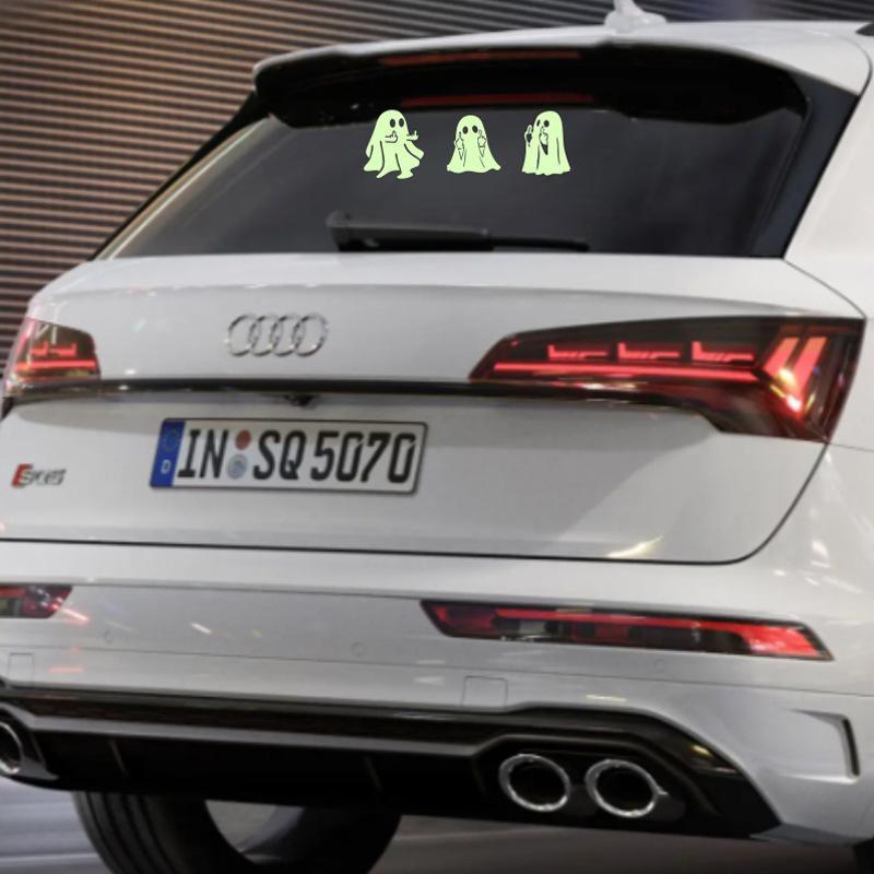 Car Luminous Ghost Car Sticker Cute and Fun Electric Motorcycle Funny Halloween Pattern Decoration Sticker