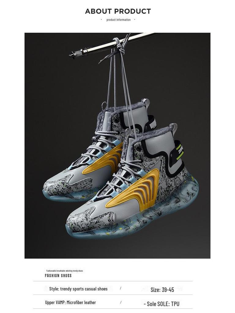 Men's Winter High-Top Basketball & Running Shoes with Popcorn Cushioning