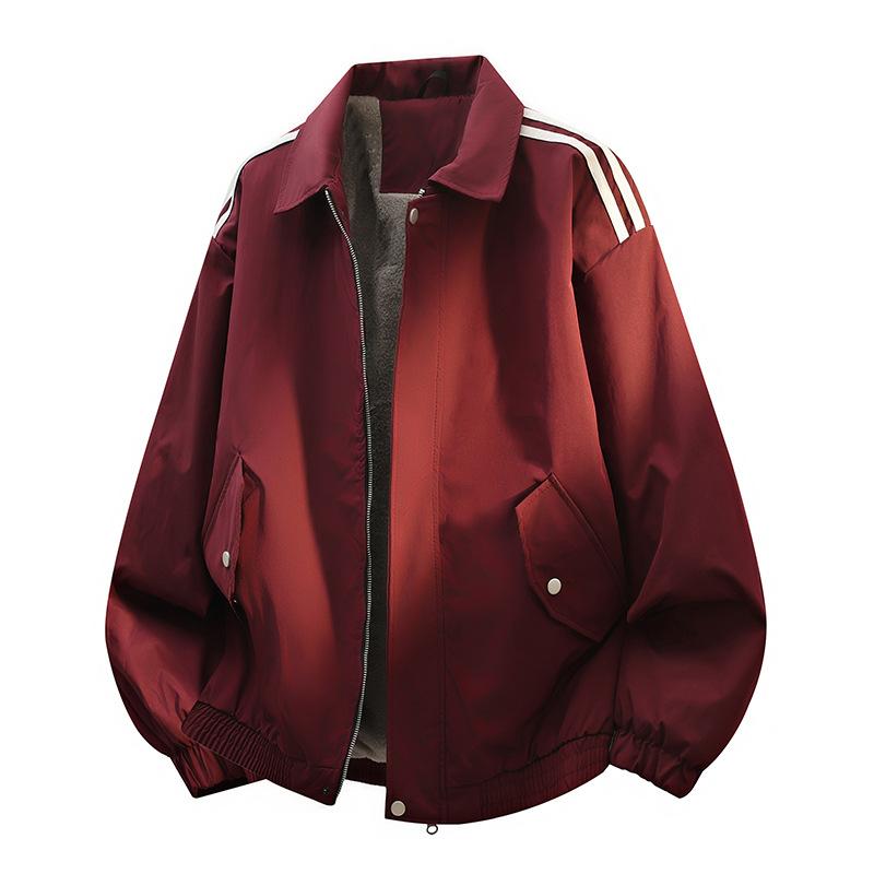 Winter New Style Lapel Velvet Jacket Men's Thickened Three-stripe Loose Lapel Top