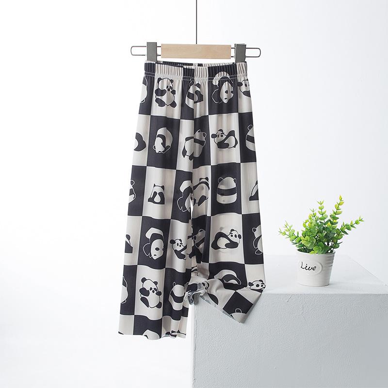 

Летние широкие брюки Ice Silk с защитой от комаров для девочек: Легкая модальная ткань, свободный крой, стиль «родитель-ребенок». 140 cm