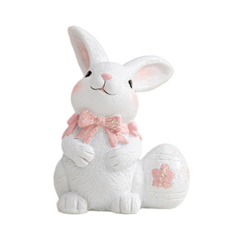 

Decorative Resins Rabbit with Eggs Miniature Figurine Ornament for Easters Celebration and Spring Party Decorations
