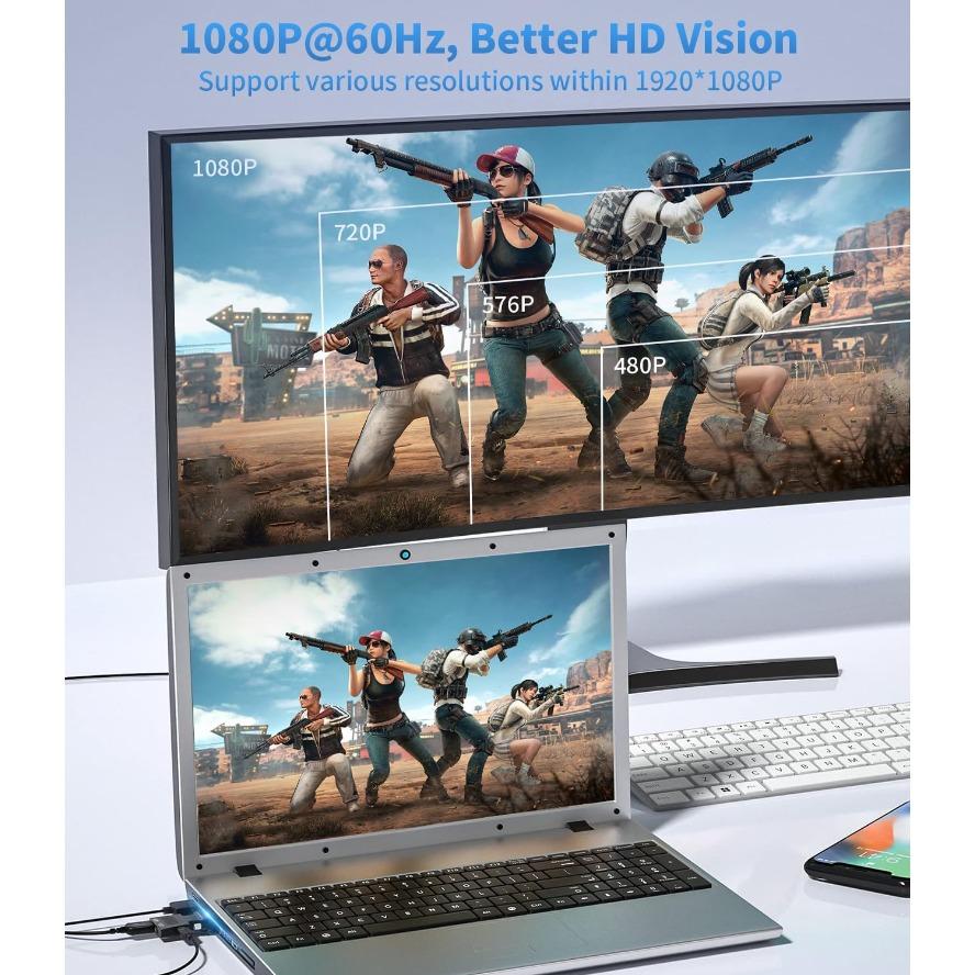 1080P VGA To HDMI‑Compatible Video Audio Converter, HDMI To VGA Adapter for PC Laptop Connecting To HDTV Projector