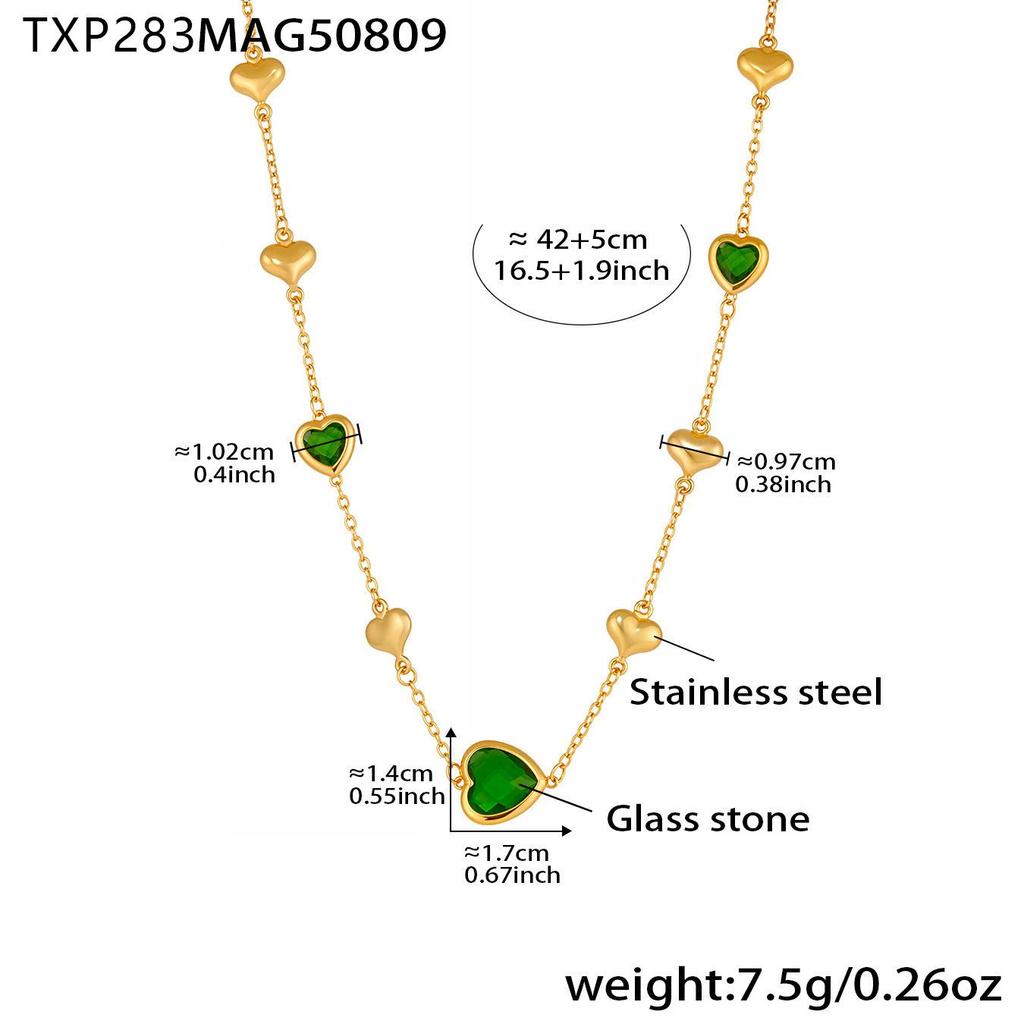 Qiong Yao 18k Gold-Plated Faceted Glass Stone Heart Necklace
