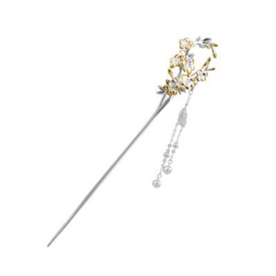 [Miaomyao] Kanzashi (Japanese Hair Ornament) - Single Piece - for Japanese Clothing, Formal Kimono, Yukata, Etc. - Winter Flower Design - Pearl and