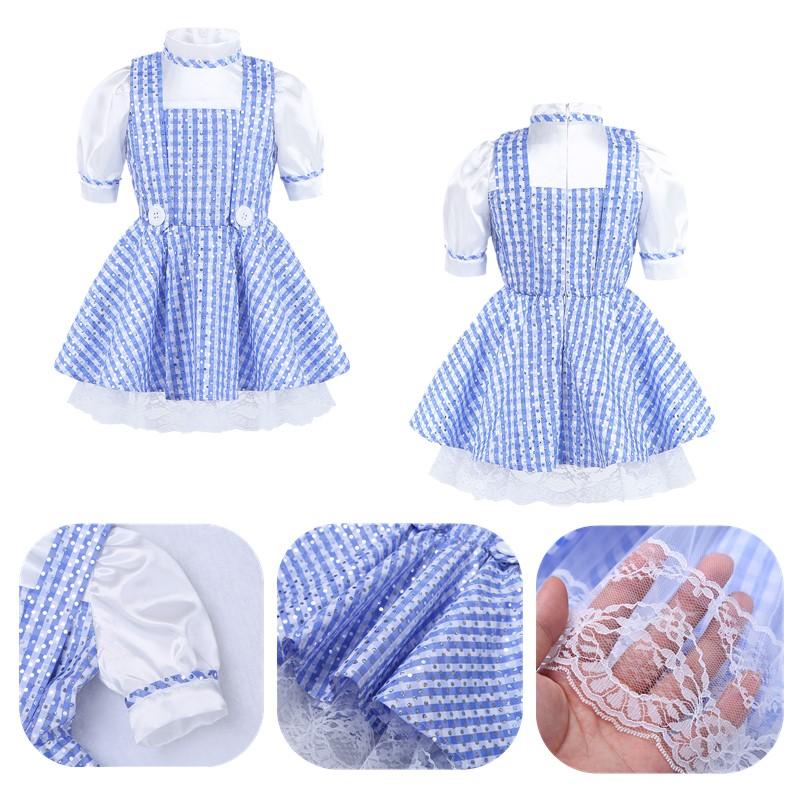 Kids Girls Sequined Polka Dots Plaid Halloween Dressing Up Kids Cosplay Party Dress Costume