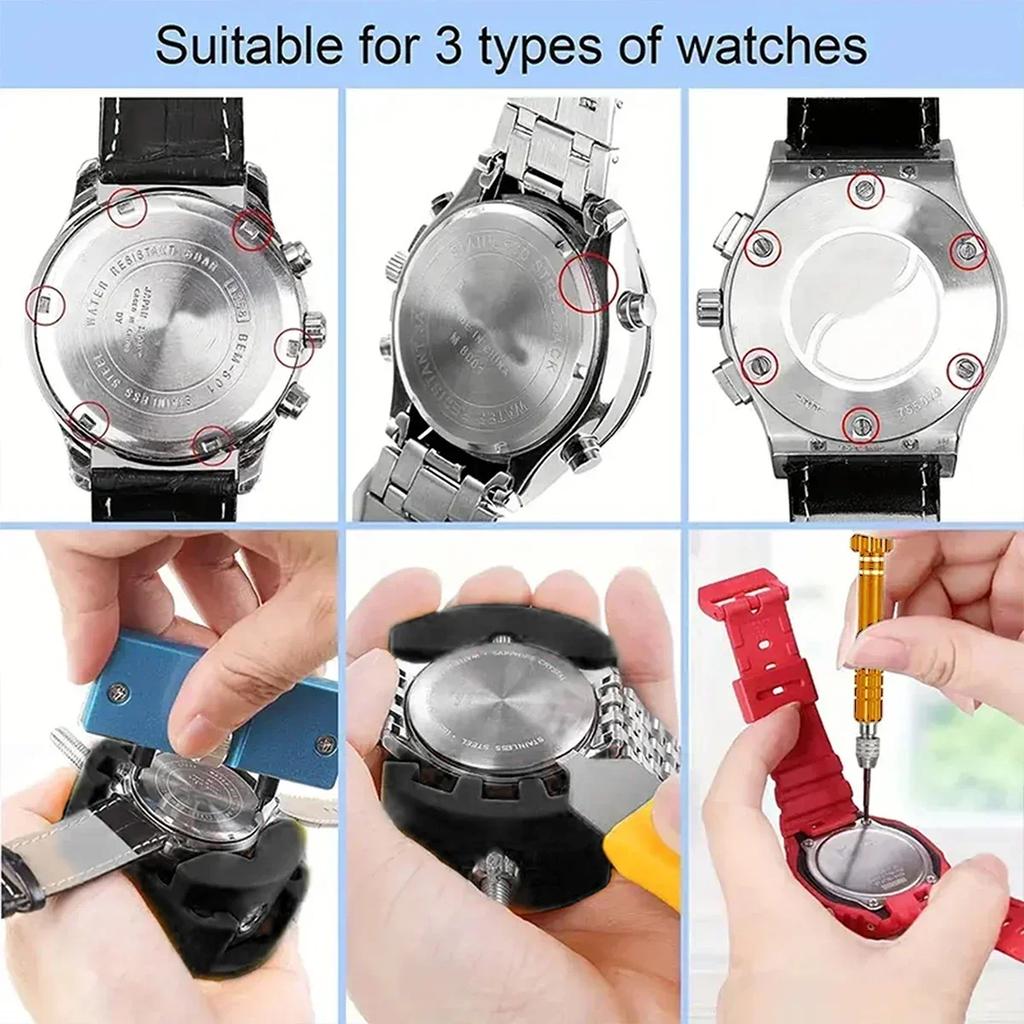 31 Pieces Watch Battery Replacement Kit Service Screwdriver Watch Band Replacement Tool Shell Opener Ideal Choice for Gifts