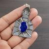 Natural Lapis Lazuli Gemstone 925 Sterling Silver Jewelry Designer Pendant 2.2" AJP-1960