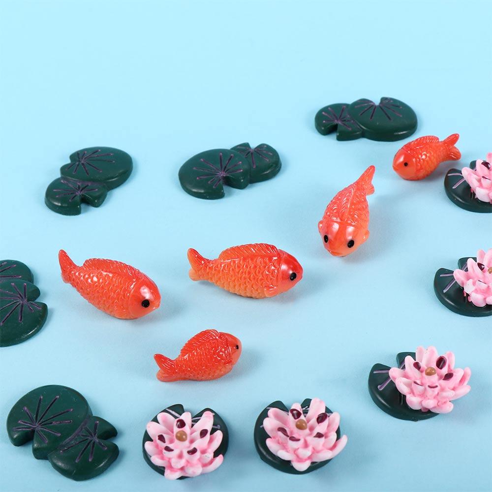 

Цветок лотоса, лист, детские подарки, сцена из пруда, миниатюрные поделки из смолы, декор для аквариума, фигурка золотой рыбки small fish