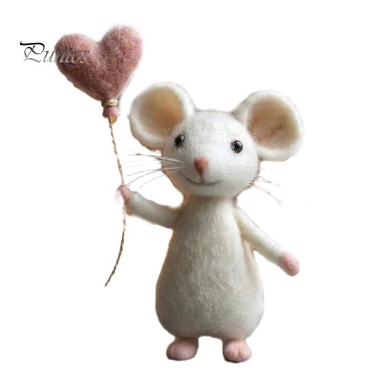 Wool Art Doll Handmade Felt Mouse Plush Toy Cute Animal Ornament Collectible Soft Charming Home Decor Unique Gift for Collectors Warm Textured