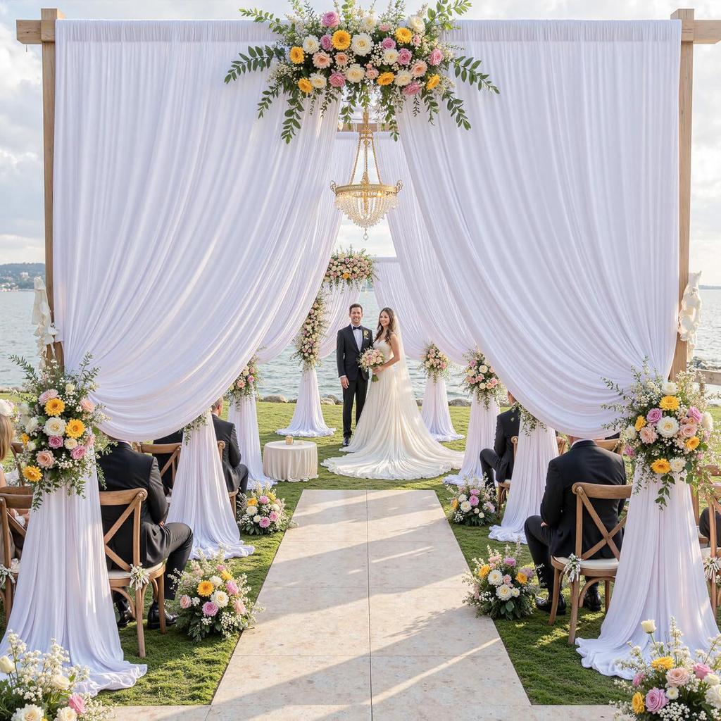Wedding Stretch Fabric Rod Pocket Curtain for Scenic Decor