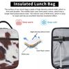 Brown White Cowhide Pattern Insulated Lunch Bag for Kids School Cooler Thermal Food Box Tote Portable Lunch Boxes Container