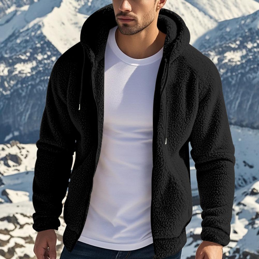 2025 Amerikanischer Stil Herbst/Winter Jacke Herren Dick Warm Doppelseitige Fleecejacke Lockerer Reißverschluss Cardigan Lässige Kapuzenjacke