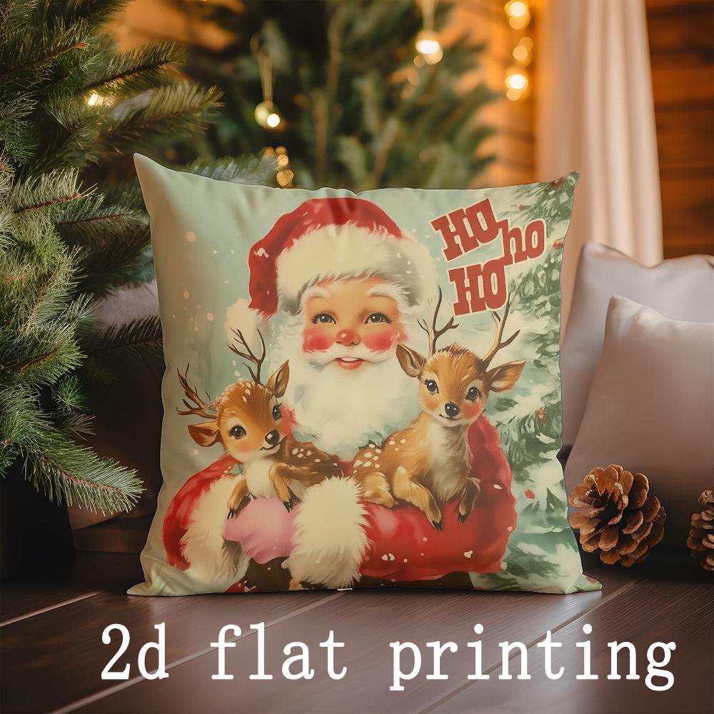 Home Decor Christmas Themed Digital Printed Pillow Covers Pattern Cushion Cover Suitable for Sofa Bedroom Car Pillow Cover