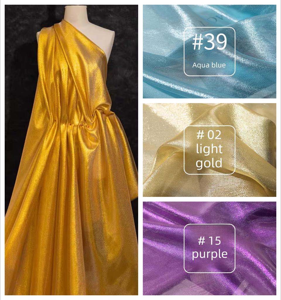 Thin Bright Thread Glitter Fabric By The Meter for Stage Clothing Dresses Skirts Handmade DIY Sewing Designer Cloth Gold Silver