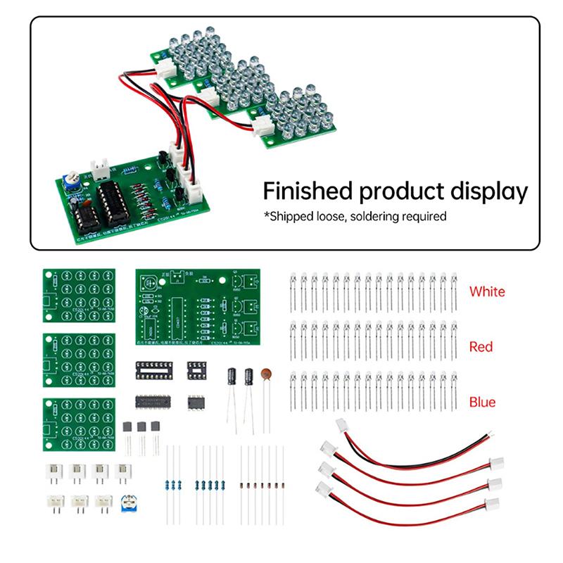 Cd4017+Ne555 Rot Weiß Blau LED Wasserlicht Produktion DIY Kit Löten Lernen Elektronisches Modul Ersatzteile Tj-56-715 DC 12V
