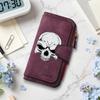 Gothic Skull Print Long Wallet for Men Women, Cool Dark Style Card Holder Zipper Purse