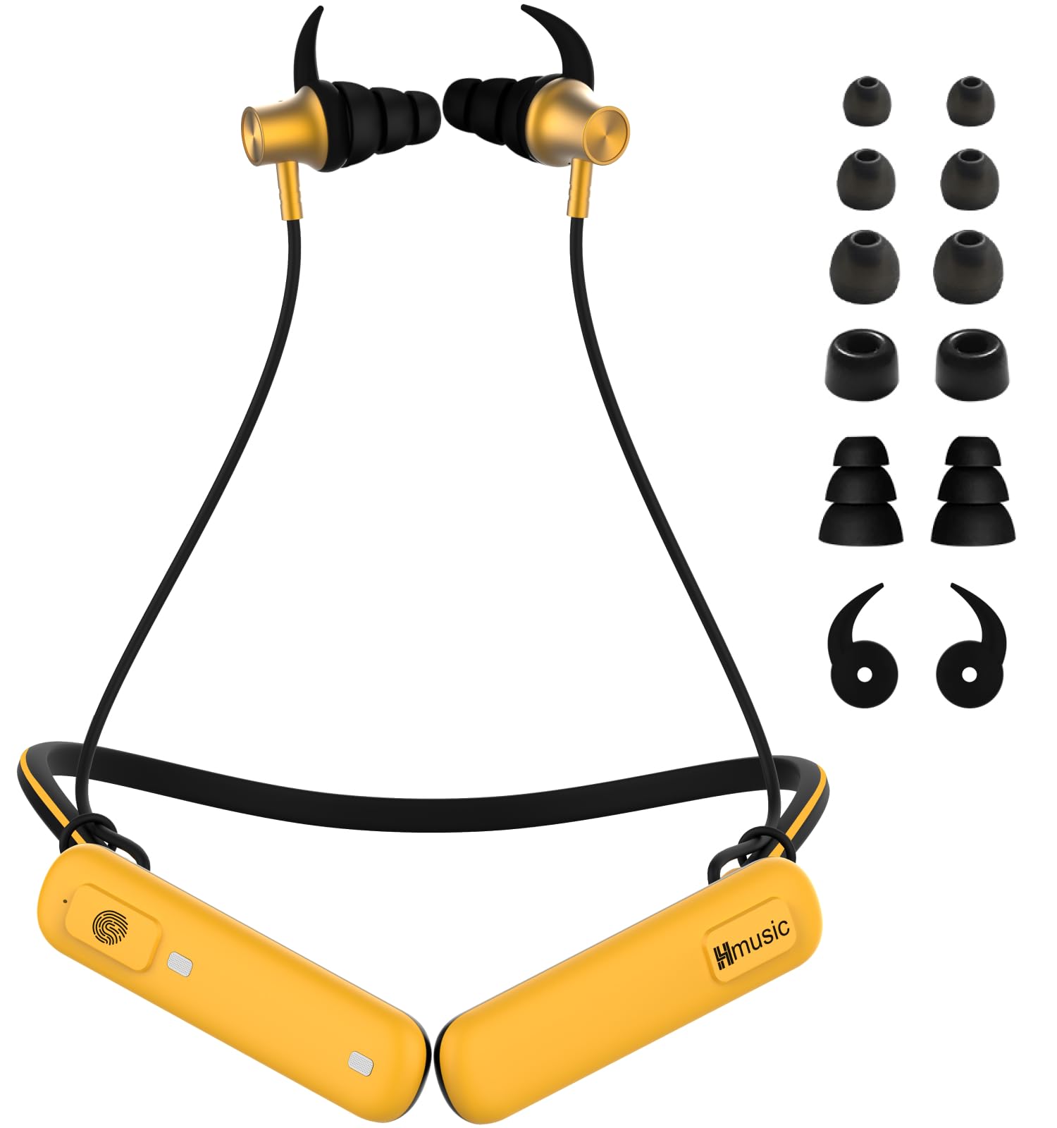 

Hmusic шейный Bluetooth-слуховой аппарат IP67 пыленепроницаемый и 80 часов непрерывного японского голосового сопровождения и голосового шумоподавления Двойной 500 мАч Низкая задержка Игровой жёлтый