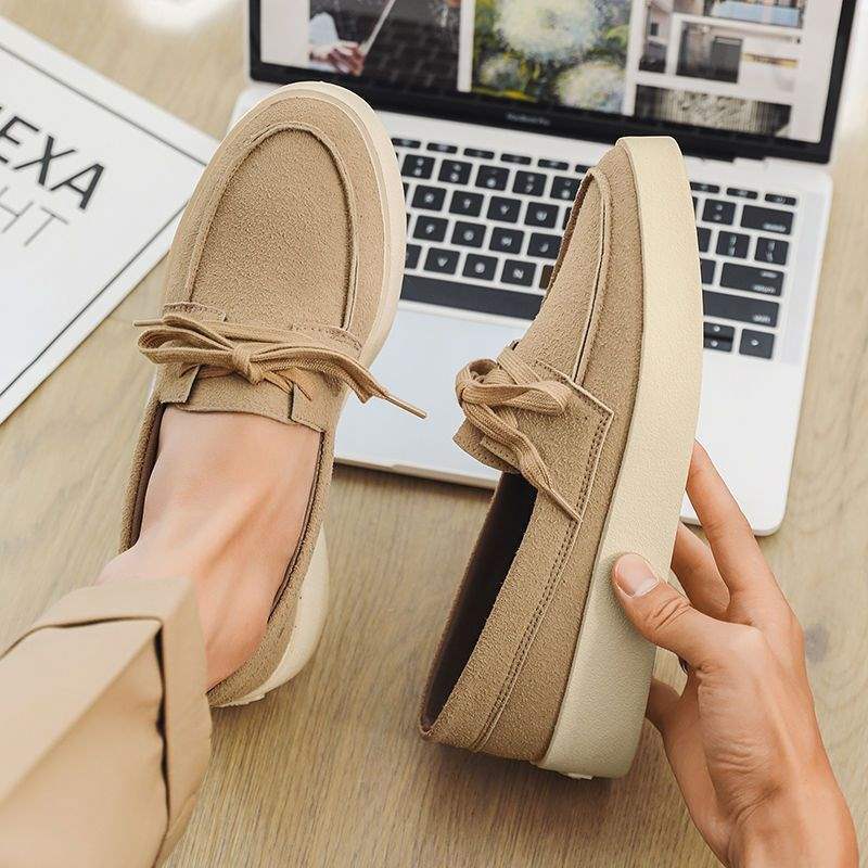 Small Leather Shoes Men's Platform British Style Ins Retro Korean Version Casual Board Shoes Doudou Shoes Lazy One Pedal Loafers