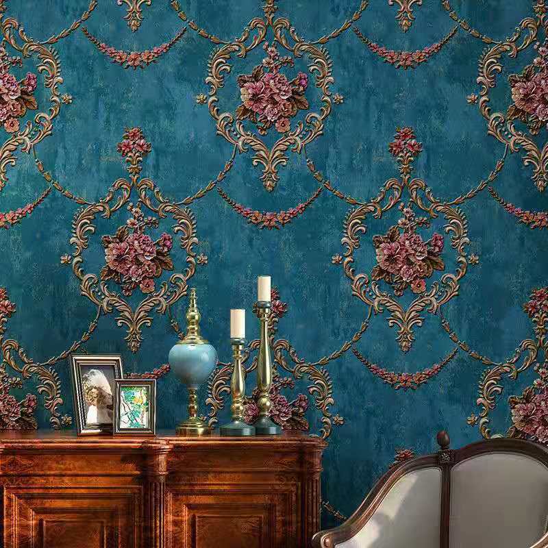 3D Pastoral Flower Non-woven Wallpaper Green European Style Bedroom Living Room Sofa TV Background Wallpaper Papel De Parede A&B