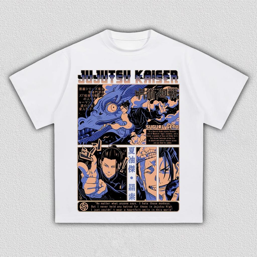 JUJUTSU KAISEN Geto Suguru Anime Printing T-shirt Men's Clothing Women's 2026 Summer New Harajuku Cotton Short-sleeved T