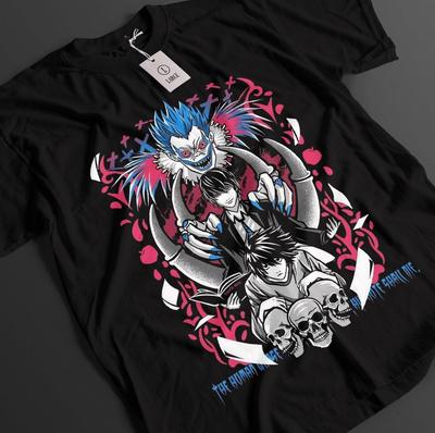 Death Note Tshirt Kira Shirt Ryuk L Top Misa T-Shirt Rem Manga Horror Anime Tee