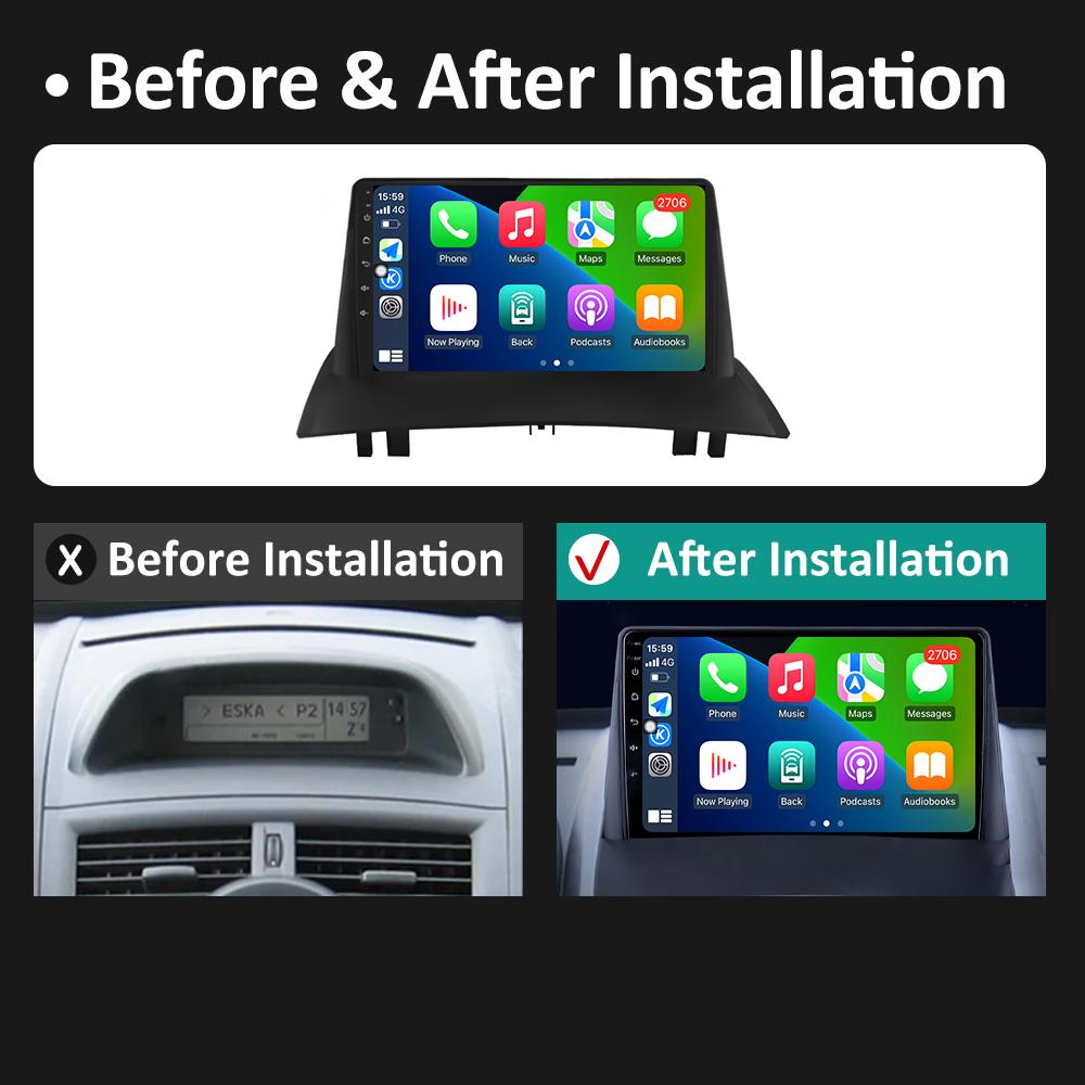 For Renault Megane 2 2002 2003 2004 2005 - 2009 Wireless Carplay GPS Navigation Android 14 DSP Stereo Autoradio Touch Screen 4G