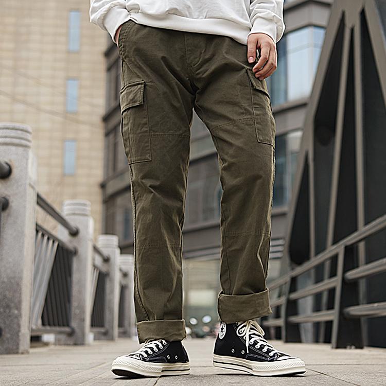 Vans Loose Fit Solid Color Straight Leg Cargo Pants Men bottoms Green VN0A5FJHKCZ