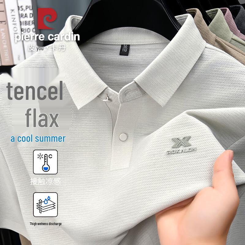 Pierre Cardin Men s Linen Tencel Quick Dry Business Casual Polo Shirt 115