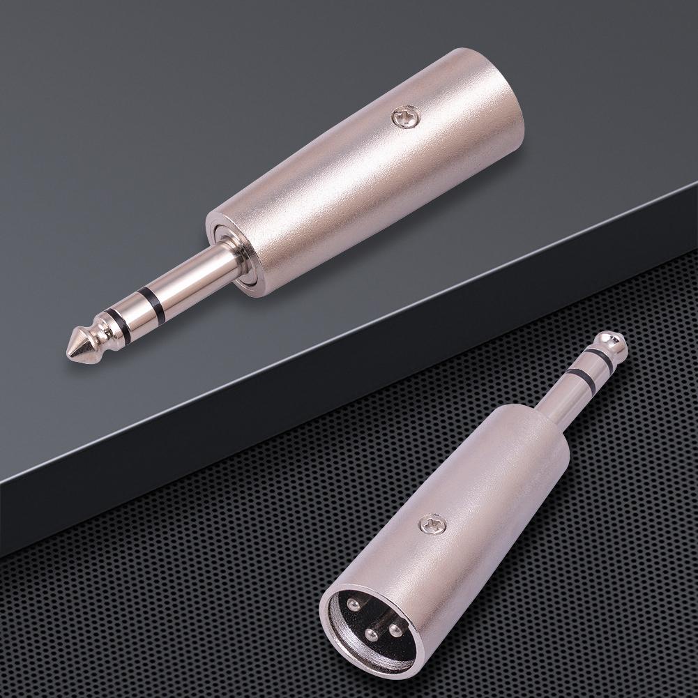 1/2pcs Stereo Microphone Adapter Connector Metal Casing 6.35mm Male To XLR Male Adapter Converter Nickel-Plated Connector