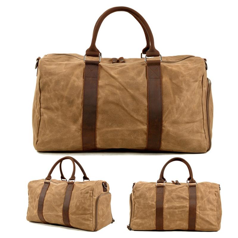 Europe and the United States Large-capacity Tooling Travel Bag Stylish Waxed Canvas Camping Duffel Dry and Wet Separation Exercise Fitness Handbag