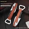 Herramienta Plegable Portátil de Madera y Acero Inoxidable Cuchillo Sacacorchos Abrebotellas de Vino Tinto Herramienta Multifuncional para Exteriores Accesorios de Bar