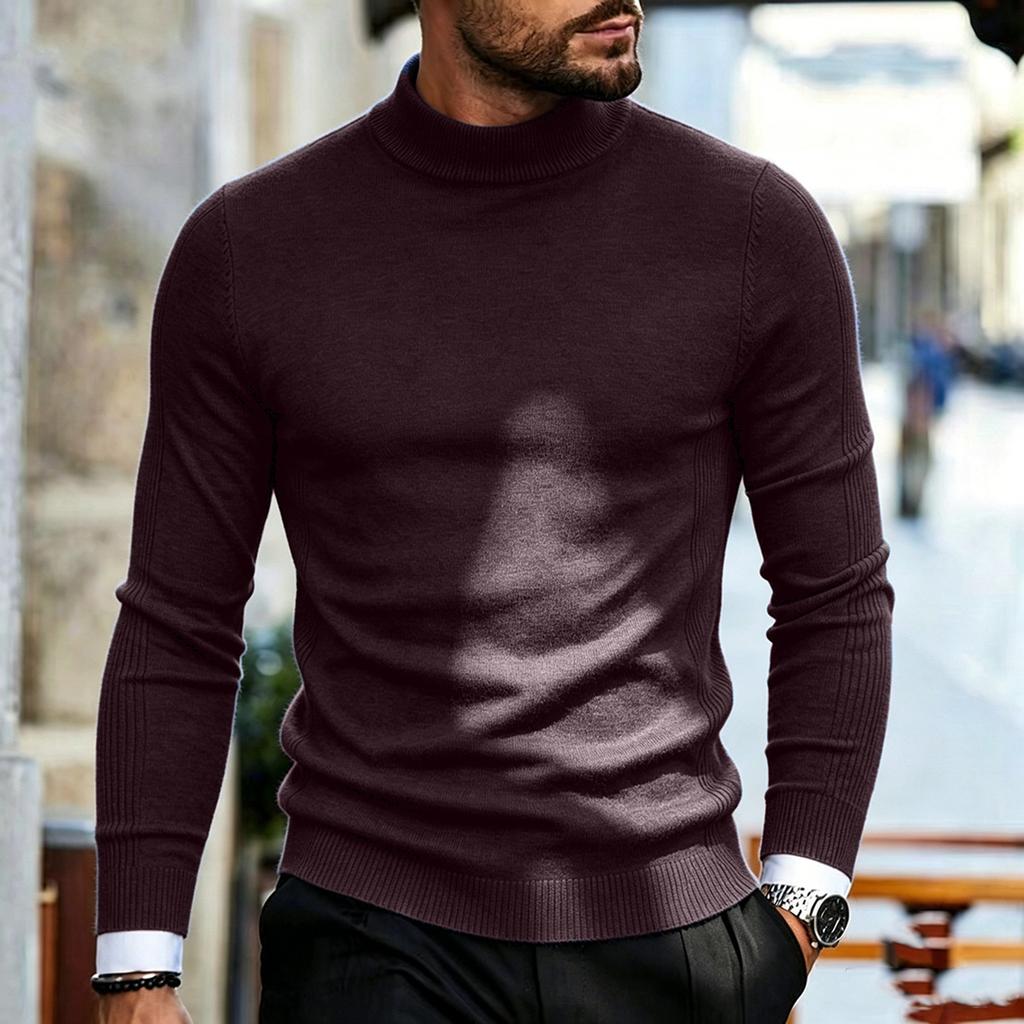 Men's Fall Winter Thick Warm Mock Neck Slim Fit Knit Sweater Pullover, Multi-Color