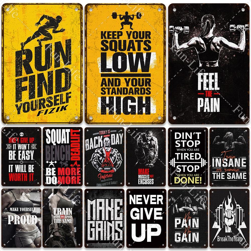 

Фитнес Винтажный плакат Цвет Соответствие Металл Жестяные знаки Тарелка Мышцы Здоровый Ретро Табличка Тренажерный зал Домашний настенный декор 20x30 см