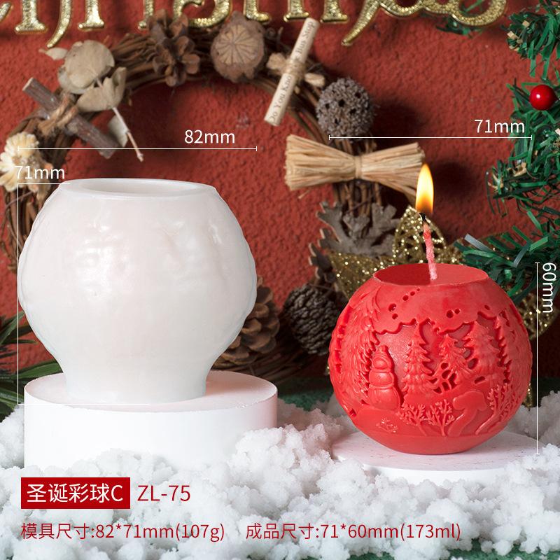 Christmas Ball Aromatherapy Candle Silicone Mold Elk Christmas Tree Ball Fragrance Stone Mold Christmas Ball Manufacturing Mould