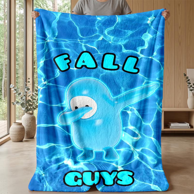 Fall Guys Cozy Flannel Blanket, Comfortable Warm Throw Blanket for Bedroom Sofa Home Use