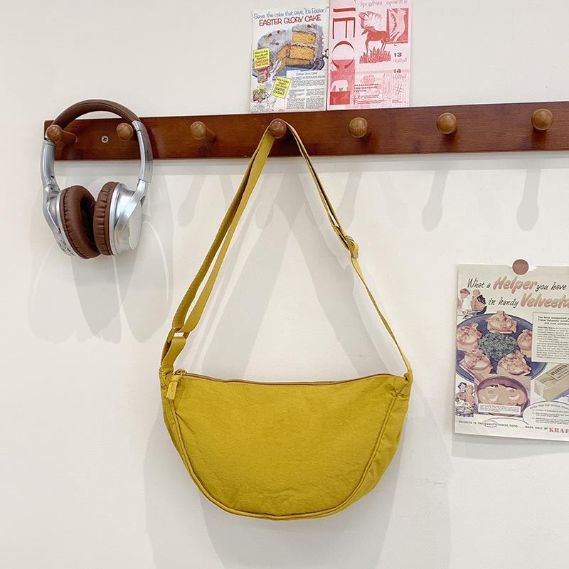 Solid Color Dumpling Bag Women's New Trendy Dumpling Bag Lightweight Shoulder Canvas Bag Satchel Bag Underarm Bag