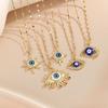 French Style Personality Hip-hop Style Necklace 1 Piece Inlaid with Colorful Zircon Devil Eye Necklace Accessories
