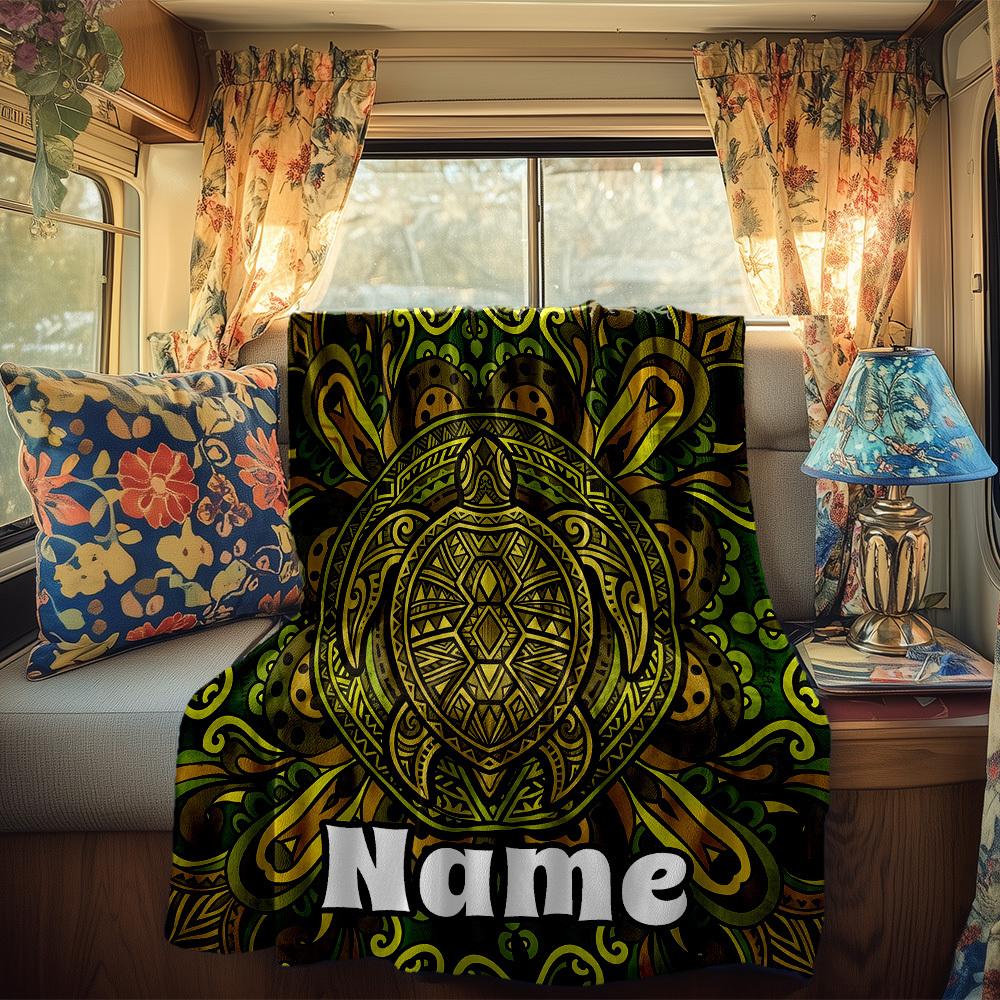 Turtle Rv Customize Your Name Blanket Comfortable Soft Lightweight Allseason Multipurpose Blanket For Travel Camping Picnics Sofas Rvs Beds Living