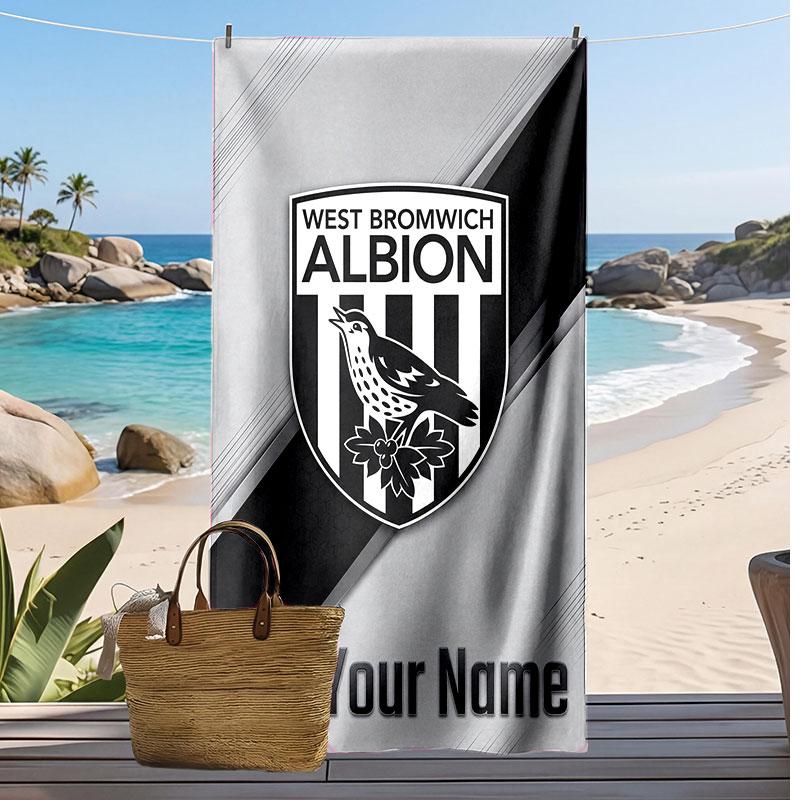 West Bromwich Albion FC Personalisier Handtuch mit Aufdruck Fußball Logo Unterstützung Benutzerdefinierter Name Text Absorptionsfähiges Handtuch Für Sport Reisen Besonderes Geschenk