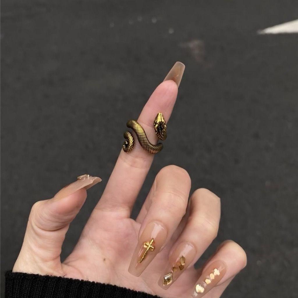 Dark and Cold Golden Spirit Snake Niche Design Snake Ring Female Punk Adjustable Trendy